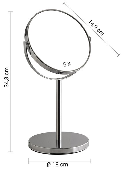 Gedy Gedy, ANNA kozmetické zrkadlo na postavenie, priemer 163mm, obojstranné, chróm, 211213