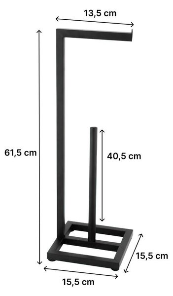 Erga Pap, kovový držiak toaletného papiera so zásobníkom na 4 rolky, čierna matná, ERG-YKA-P.PAP1-BLK