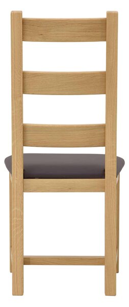 Dubová olejovaná a voskovaná stolička Ladder Back hnedá koženka