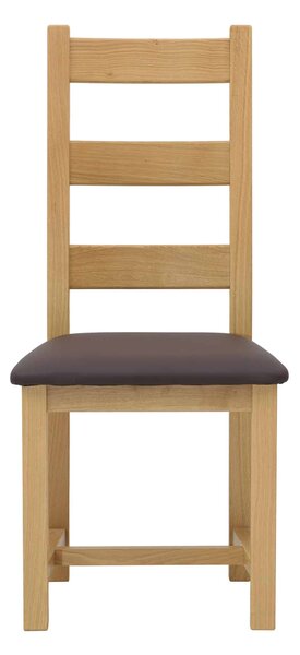Dubová olejovaná a voskovaná stolička Ladder Back hnedá koženka