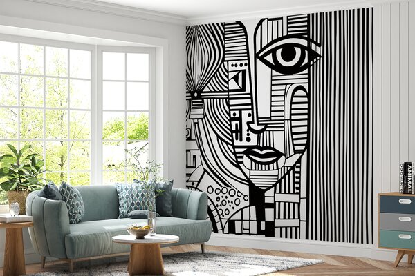 Tapety Portrét v líniách, Fototapety čiernobiele, u98714 : Uwalls.sk