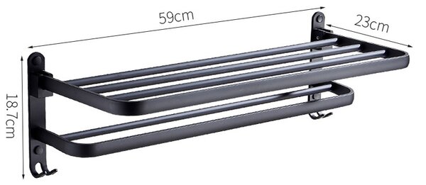 Gamma Gamma, vešiak na uteráky 59cm, čierna matná, GMA-UWS-BK