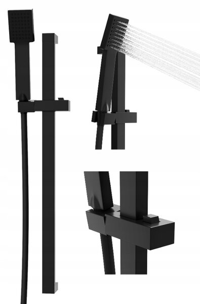 Gamma Zn3, sprchový stĺp s ručnou sprchovou hlavicou 62cm, čierna matná, GMA-ZN3-BK