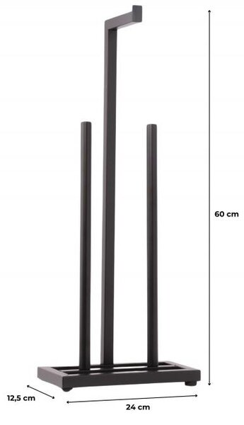 Erga Pap2, zásobník na toaletný papier na postavenie 60cm (8 roliek), čierna matná, ERG-YKA-P.PAP2-BLK