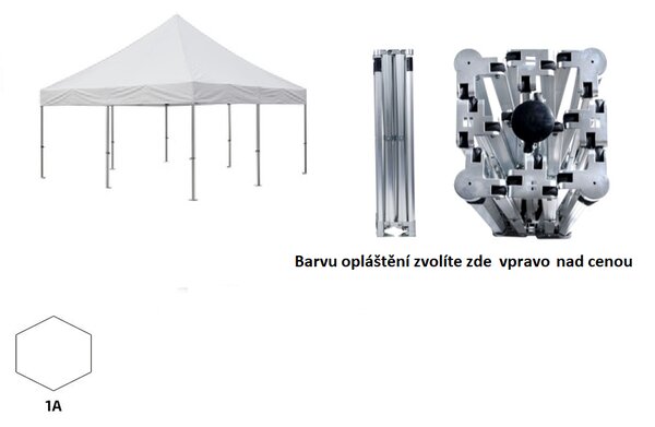 Nožnicový párty stan 5x5 m TENTino BIG HEXAGON EXTREME Farba opláštenia: 1A - BIELA