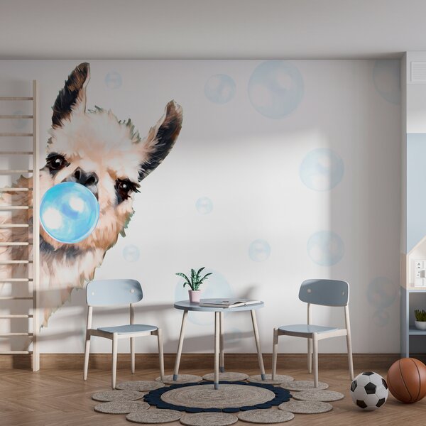 Tapety Lama s modrou žuvačkou, Detské fototapety, u98952v1 : Uwalls.sk