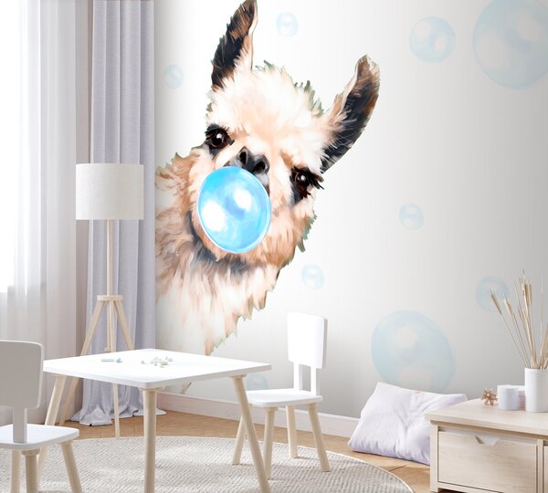 Tapety Lama s modrou žuvačkou, Detské fototapety, u98952v1 : Uwalls.sk