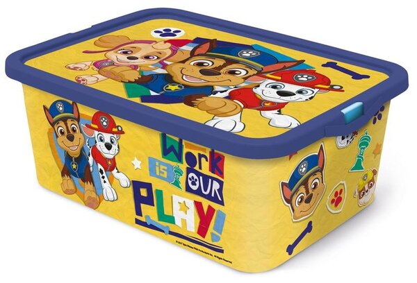 Plastový úložný box s vekom Paw Patrol 13l žltý