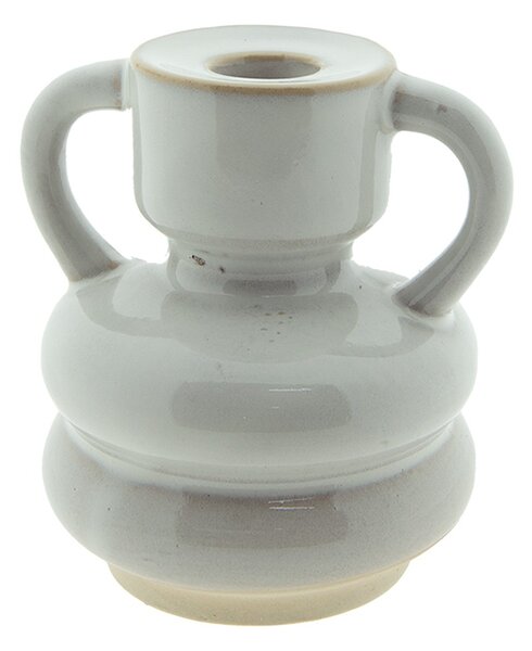 Béžový porcelánový svietnik na úzku sviečku Chrie - Ø 9*9 cm - Clayre & Eef