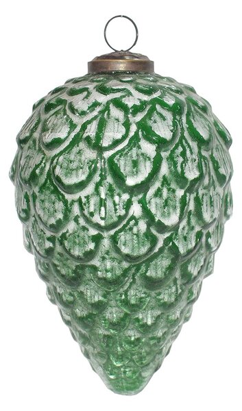 Zelená sklenená vianočná ozdoba šiška - Ø 10*16 cm - Clayre & Eef