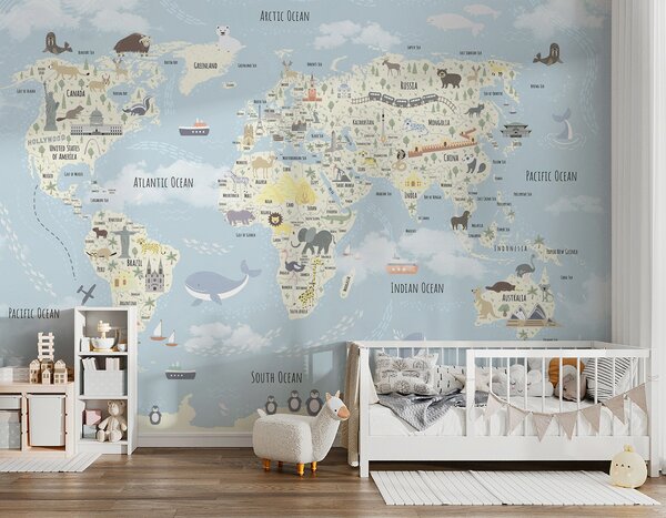 Tapety Atlas malých zázrakov, Fototapety mapy sveta, Fototapety detské mapy sveta, u96587 : Uwalls.sk