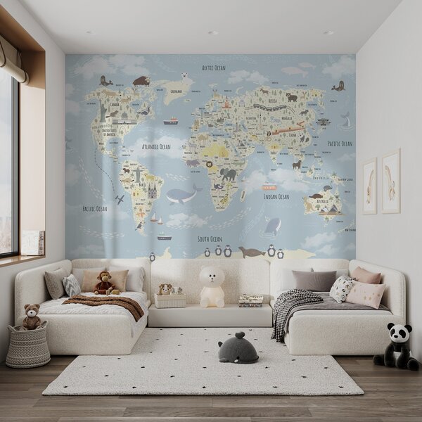 Tapety Atlas malých zázrakov, Fototapety mapy sveta, Fototapety detské mapy sveta, u96587 : Uwalls.sk