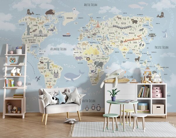 Tapety Atlas malých zázrakov, Fototapety mapy sveta, Fototapety detské mapy sveta, u96587 : Uwalls.sk