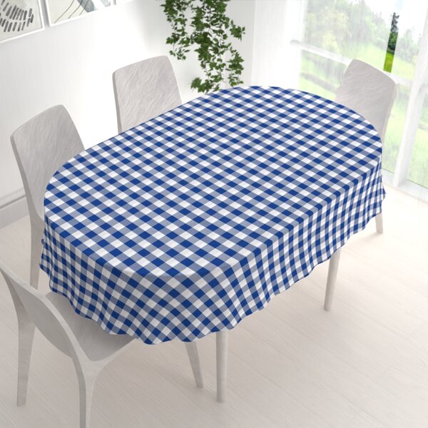 Biante Dekoračný oválny obrus Rebeka RE-007 Modro-biela kocka veľká 100x140 cm