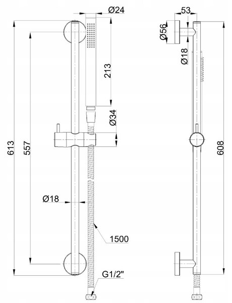 Invena Alonia, sprchový stĺp s ručnou sprchovou súpravou, 1-funkcia, chrómová, INV-AU-70-Z01-V
