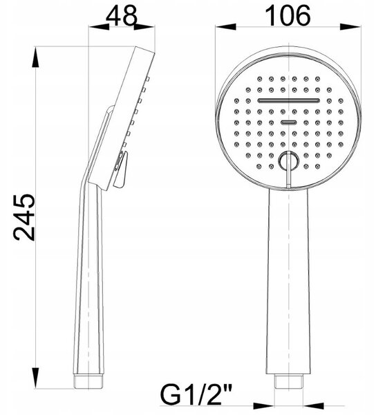 Invena Gabro, 1-bodová ručná sprchová súprava, 2-funkcie, chrómová, INV-AU-3P-M01-V