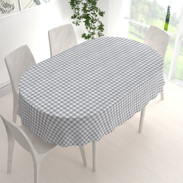 Biante Dekoračný oválny obrus Rebeka RE-019 Sivo-biela kocka stredná 50x100 cm