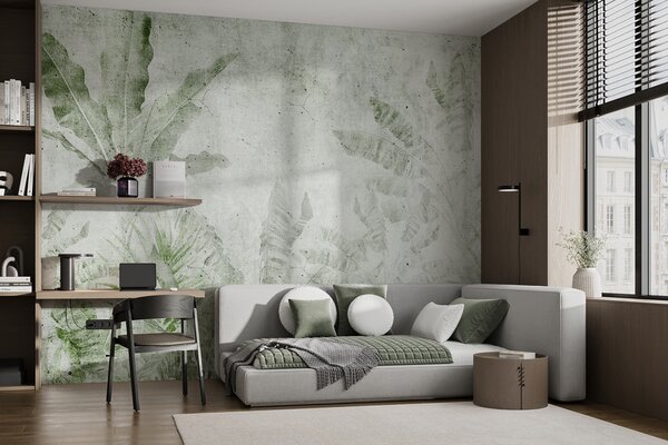 Tapety Patinované trópy v šalviovej, Fototapety s prírodnými motívmi, Fototapety palmové listy, u73886v3 : Uwalls.sk