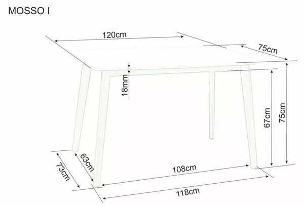 PROFI Jedálenský set stôl MOSSO I + 4x stolička MOSSO