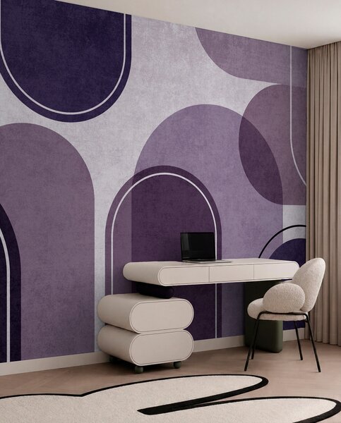 Tapety Geometrické oblúky vo fialovej farbe, Fototapety štýl 70rokov, u99095v4 : Uwalls.sk
