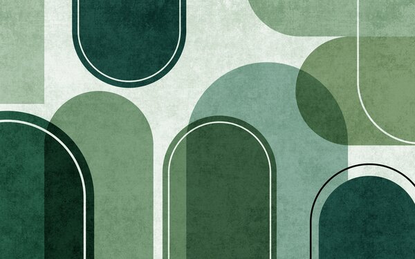 Tapety Geometrické oblúky v zelenej farbe, Fototapety retro, u99095v5 : Uwalls.sk