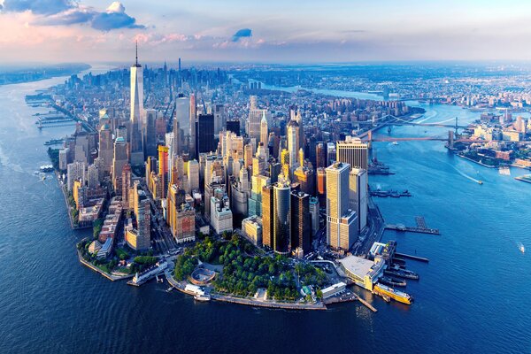 Tapety Pohľad na Manhattan v New Yorku z vtáčej perspektívy, USA, Fototapety panoramatický, u98643 : Uwalls.sk