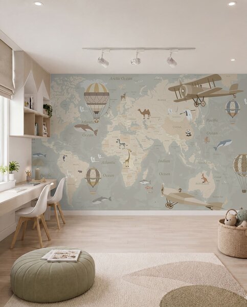 Tapety Mapa sveta s balónmi II, Detské fototapety, u36066d2 : Uwalls.sk