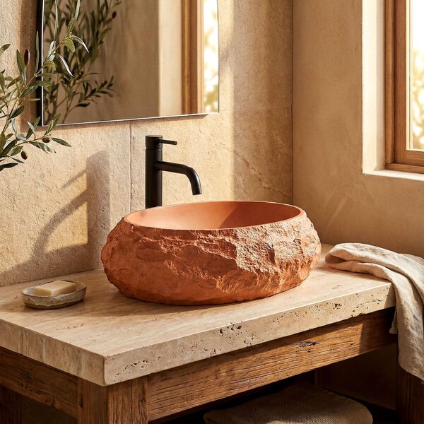 Rea Mika, umývadlo na dosku 500x380x150 mm, terracotta-imitácia kameňa, REA-U7349
