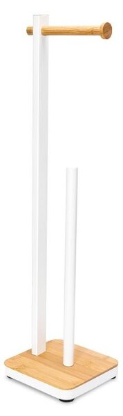 Erga Gasa, držiak na toaletný papier so zásobníkom na postavenie 62cm, biela-prírodná hnedá, ERG-YKA-P.GASA-WHT