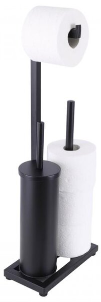 Erga Pap, držiak toaletného papiera s WC kefou a zásobníkom na papier, čierna matná, ERG-YKA-P.PAP-WC-FB