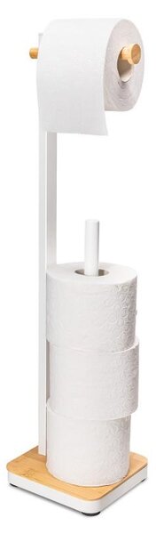 Erga Gasa, držiak na toaletný papier so zásobníkom na postavenie 62cm, biela-prírodná hnedá, ERG-YKA-P.GASA-WHT
