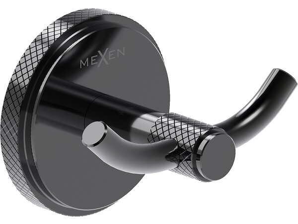 Mexen Gravo, nástenný dvojitý háčik na uteráky, čierna, 70A93012-73