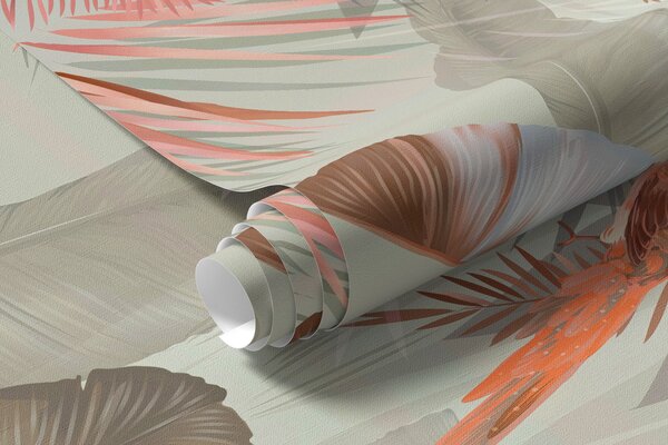 Tapety Zlatisté trópy v koralovej I, Fototapety s prírodnými motívmi, Fototapety palmové listy, u50468v1d1 : Uwalls.sk