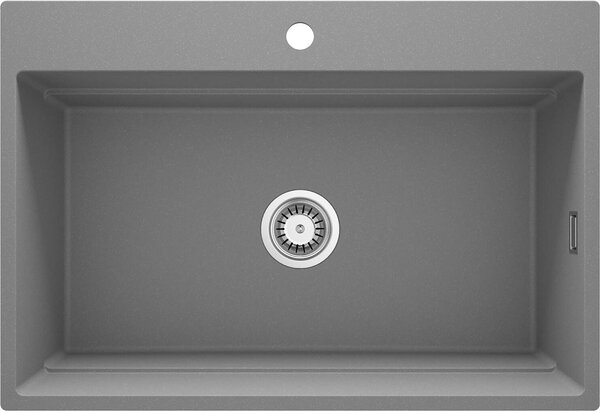 Deante Magnetic, 1-komorový granitový drez 760x520x220mm, šedá metalíza, DEA-ZRM_S10B
