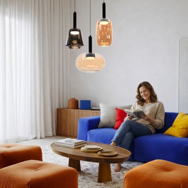 Závesný luster BUENO na lanku 1xGX53/9W/230V pr. 15 cm dymovo-hnedá
