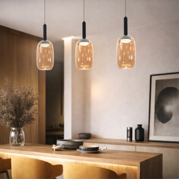 Závesný luster BUENO na lanku 1xGX53/9W/230V pr. 15 cm dymovo-hnedá