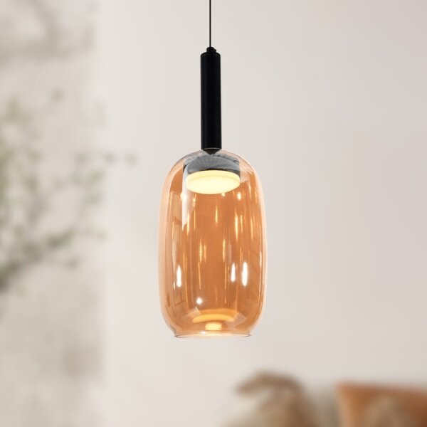Závesný luster BUENO na lanku 1xGX53/9W/230V pr. 15 cm dymovo-hnedá