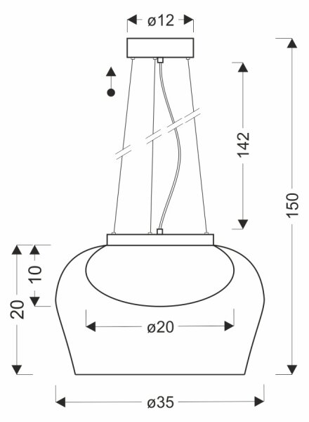 Luster na lanku INSIEME 1xGX53/10W/230V pr. 35 cm dymovo čierny