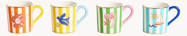 Porcelánové šálky na espresso's podšálkami Playa, 4 ks