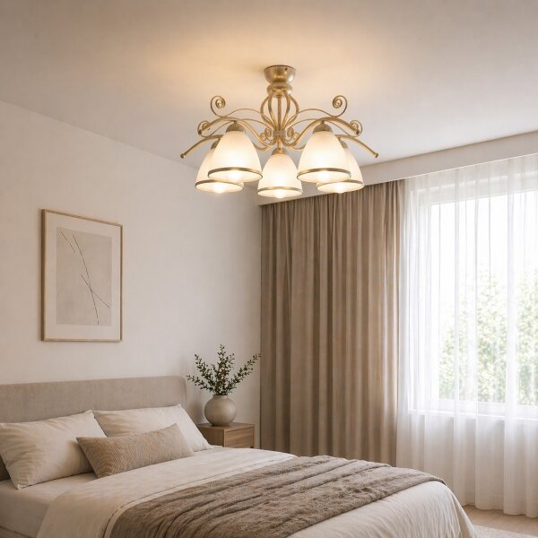 Brilagi - LED prisadený luster ANTICO 5xE27/60W/230V 3000K biela patina