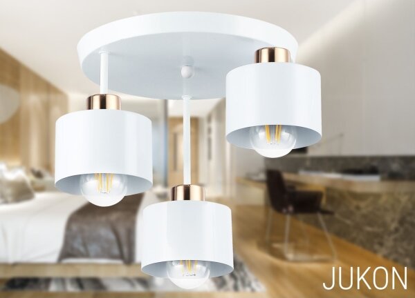 Luster na tyči 3xE27/35W/230V pr. 30 cm biela/zlatá