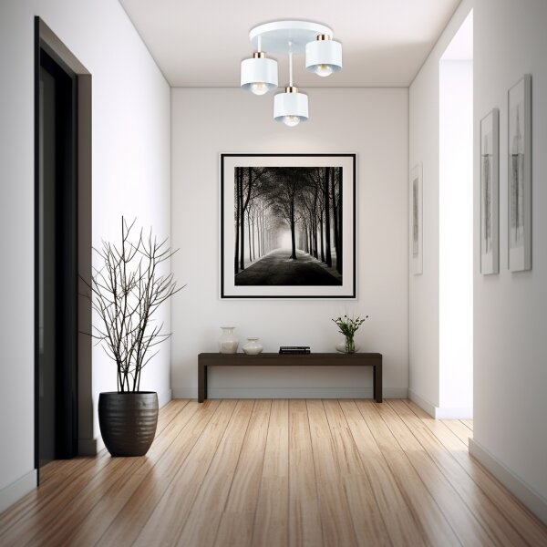 Luster na tyči 3xE27/35W/230V pr. 30 cm biela/zlatá