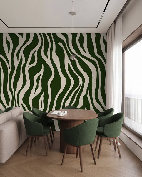 Tapety Zebrie pruhy v lesnej zelenej, Fototapety abstraktné, u99173v2 : Uwalls.sk