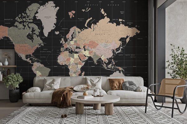 Tapety Mapa sveta na čiernej, Fototapety mapy sveta, u99477 : Uwalls.sk