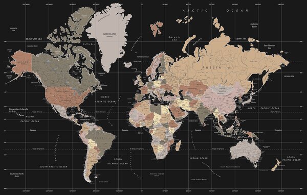 Tapety Mapa sveta na čiernej, Fototapety mapy sveta, u99477 : Uwalls.sk