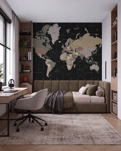 Tapety Mapa sveta na čiernej, Fototapety mapy sveta, u99477 : Uwalls.sk