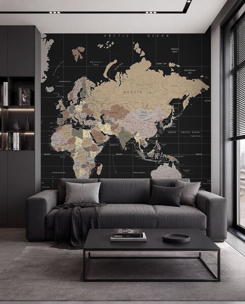 Tapety Mapa sveta na čiernej, Fototapety mapy sveta, u99477 : Uwalls.sk