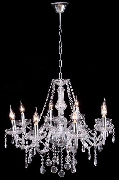 Toolight - Krištáľový závesný luster 8xE14 60W, strieborná, OSW-04600