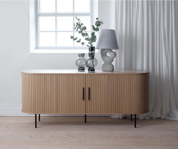 Nízka komoda v dekore duba s posuvnými dverami v prírodnej farbe 76x180 cm Nola – Unique Furniture