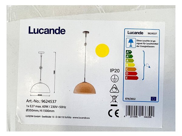 Lucande Lucande - Luster na lanku LOURENCO 1xE27/60W/230V LW0486 + záruka 3 roky zadarmo